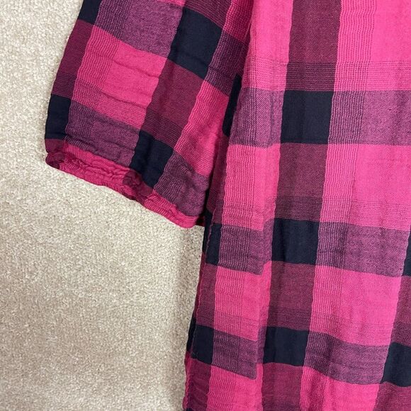 Anthropologie Cloth & Stone Tunic Shift Dress Size Small Red/Black Buffalo Plaid - Picture 4 of 10